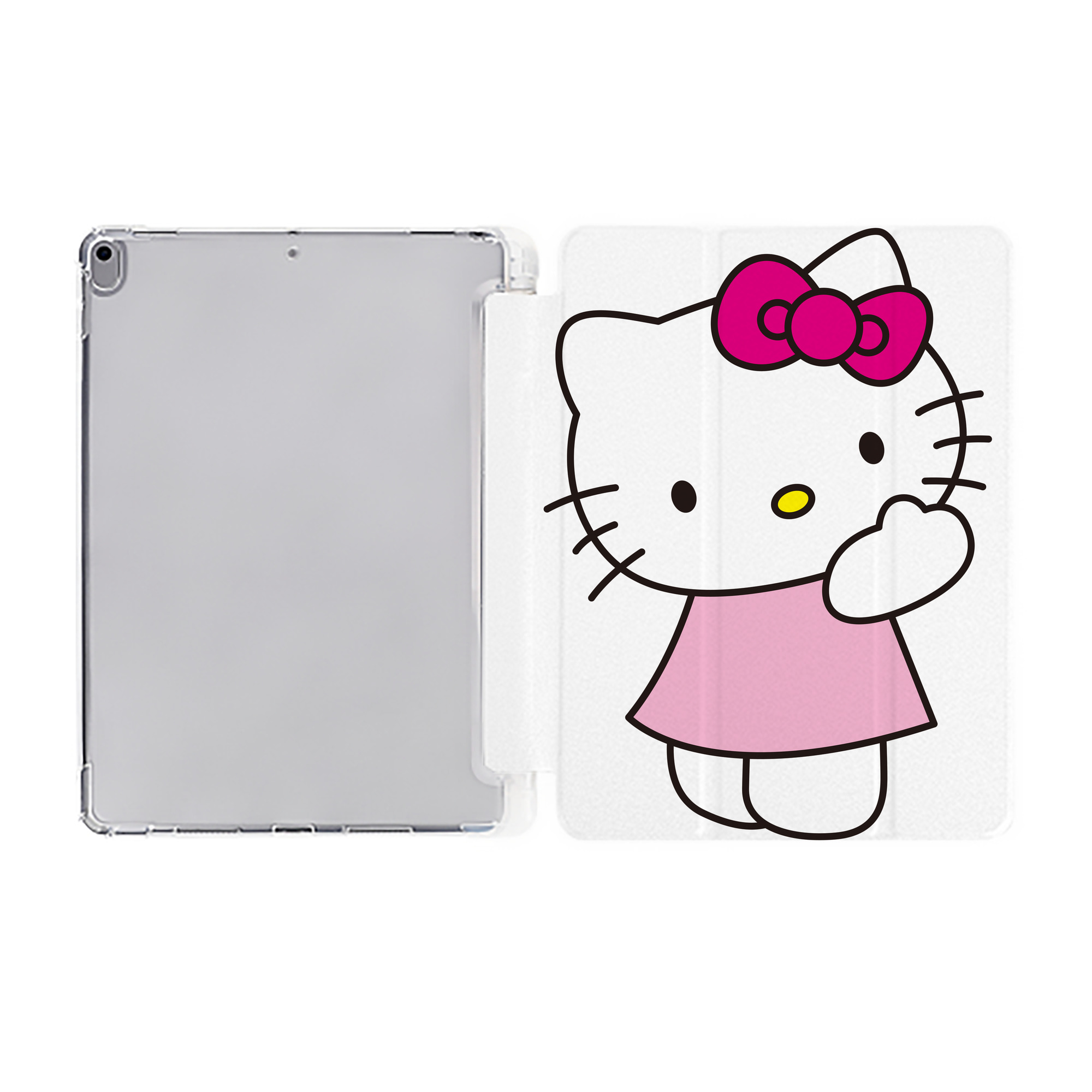 （画像用） Hello Kitty ハローキティ IPad ケース ペン収納付き 三つ折りスタンド PUレザー×シリコン 対応機種9.5/10.5/10.9インチ